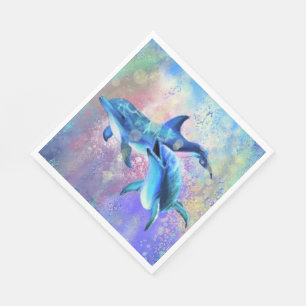 Servilleta De Papel Cuadros para delfines en pareja