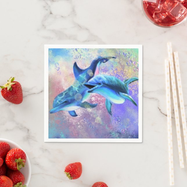 Servilleta De Papel Cuadros para delfines en pareja (In situ)