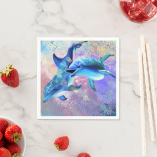 Servilleta De Papel Cuadros para delfines en pareja