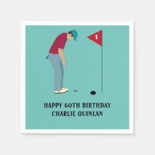 Servilleta De Papel Cuadros temáticos del golfer Verde azulado azul