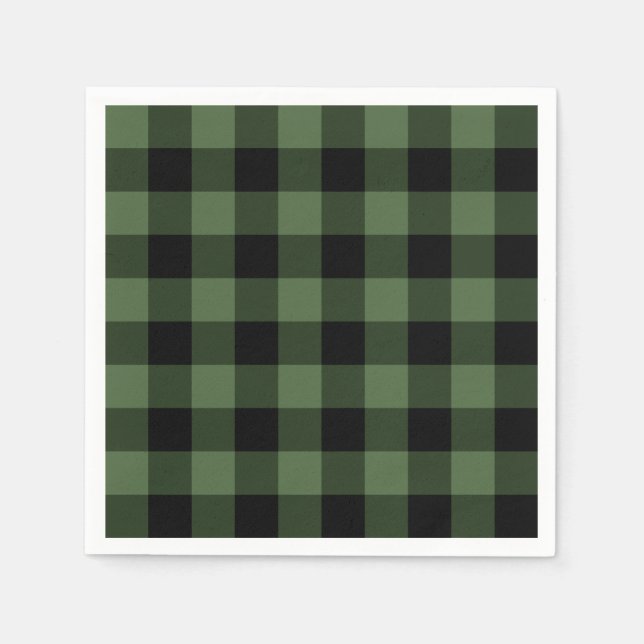 Servilleta De Papel Cuadros verdes y negros (Anverso)