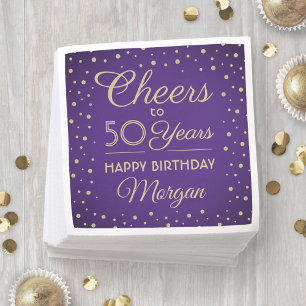 Servilleta De Papel CUALQUIER Alegre Elegante Purpurina Purple & Gold