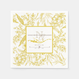 Servilleta De Papel CUALQUIER Aniversario Elegante flor silvestre Mono