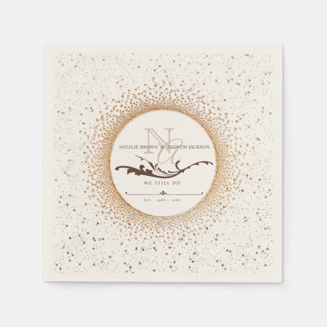 Servilleta De Papel CUALQUIER Aniversario Elegante Monograma (Anverso)