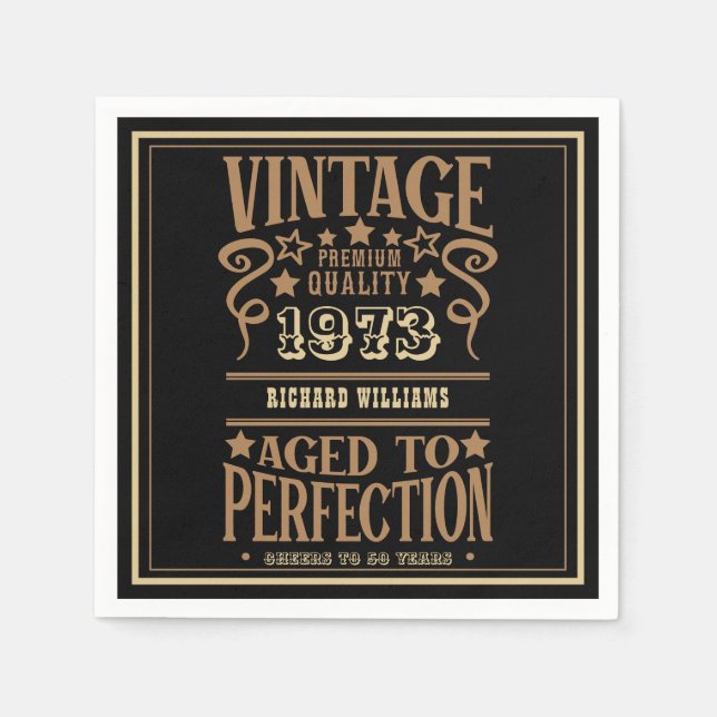 Servilleta De Papel Cualquier Antiguo Whiskey Tema de cumpleaños negro (Anverso)