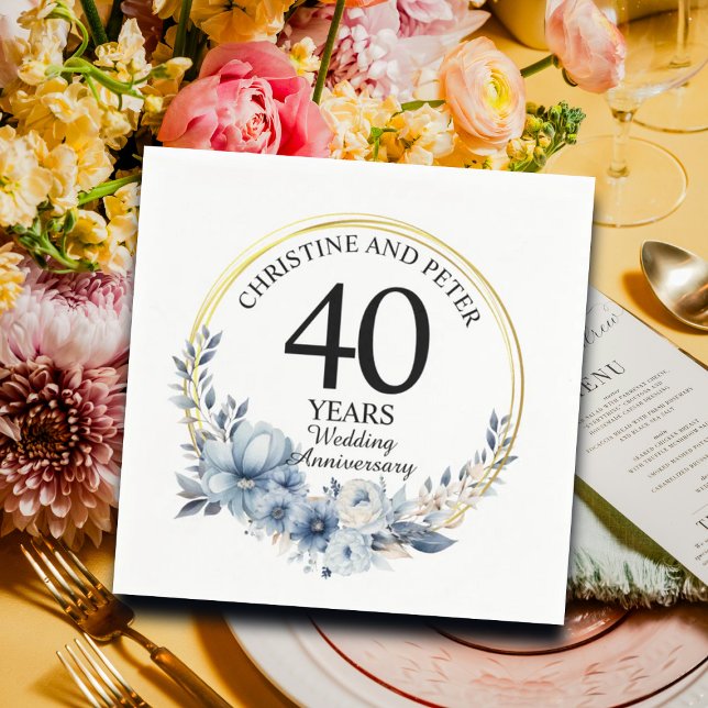 Servilleta De Papel Cualquier Boda (40) Elegante Aniversario Floral Az (Subido por el creador)