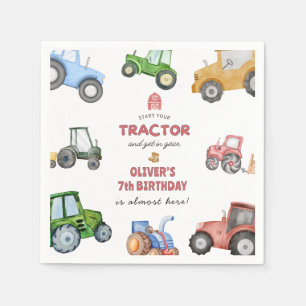 Servilleta De Papel Cualquier edad Aniversario de un tractor Watercolo
