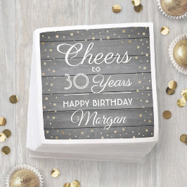 Servilleta De Papel CUALQUIER Fiesta de Purpurina Gray Wood & Gold Che