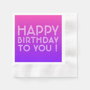 Servilleta De Papel Cualquier nombre editable Feliz Cumpleaños Pink Pu