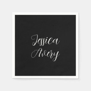 Servilleta De Papel Cualquier nombre Elegante escritura blanca edita