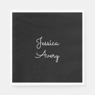 Servilleta De Papel Cualquier nombre Guay Editable White Script on B