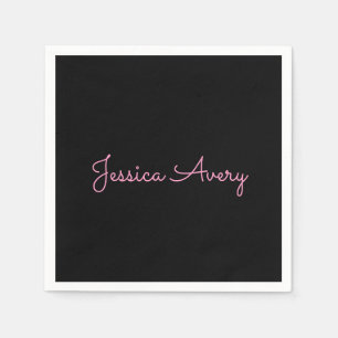 Servilleta De Papel Cualquier nombre   Script rosa genial editable sob