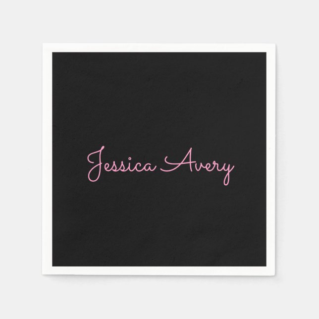 Servilleta De Papel Cualquier nombre | Script rosa genial editable sob (Anverso)