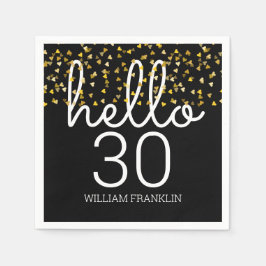 Servilleta De Papel Cualquiera Age Gold Hearts Hola Cumpleaños