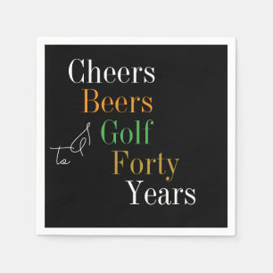 Servilleta De Papel Cuarenta Cheers Beers Golf Black Gold 40 cumpleaño
