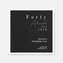 Servilleta De Papel Cuarenta Fiesta de cumpleaños blanco y negro