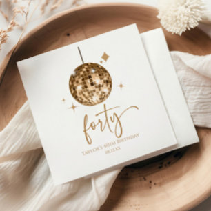 Servilleta De Papel Cuarenta Gold Disco Ball 40 Fiesta de cumpleaños