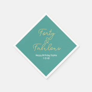 Servilleta De Papel Cuarenta y fabuloso, Cumpleaños Nombre Fecha, Turq