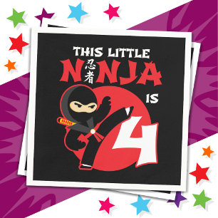 Servilleta De Papel Cuarto Cumpleaños Niño De 4 Años Fiesta Ninja 4