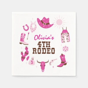 Servilleta De Papel Cuarto Rodeo Rosa Occidental Vaquero Cumpleaños 4