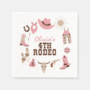 Servilleta De Papel Cuarto Rodeo Rosa Occidental Vaquero Cumpleaños 4