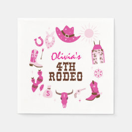 Servilleta De Papel Cuarto Rodeo Rosa Oeste Cowboy 4º Cumpleaños