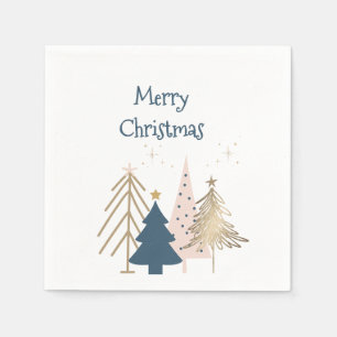 Servilleta De Papel Cuatro árboles de Navidad en verde y dorado nombra