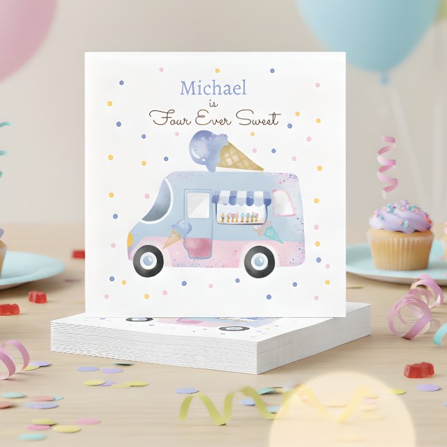Servilleta De Papel Cuatro camiones de helados dulces para el cumpleañ (Subido por el creador)