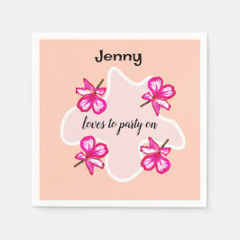 Servilleta De Papel Cuatro flores rosadas florales