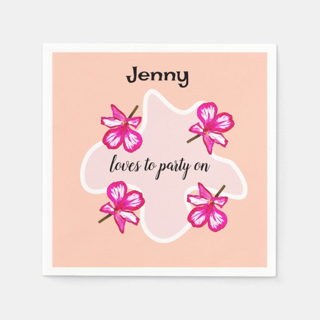 Servilleta De Papel Cuatro flores rosadas florales (Anverso)