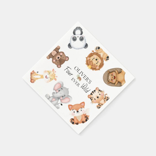 Servilleta De Papel Cuatro safaris salvajes de todos los tiempos en cu (Borde)