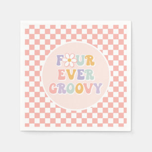 Servilleta De Papel Cuatro Siempre Groovy Pink Daisy Checker