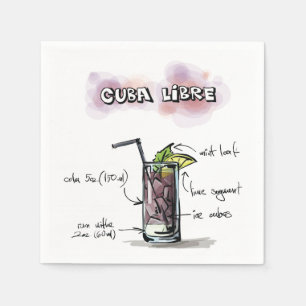 Servilleta De Papel Cuba Libre bebe receta de Cocktail Napkin