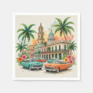 Servilleta De Papel Cuba Vintage Viajes - Saludos Desde La Habana
