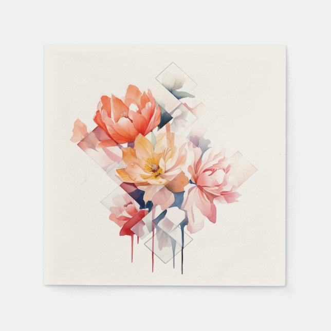 Servilleta De Papel Cubes&Flowers: Personalized Wedding Napkins (Anverso)
