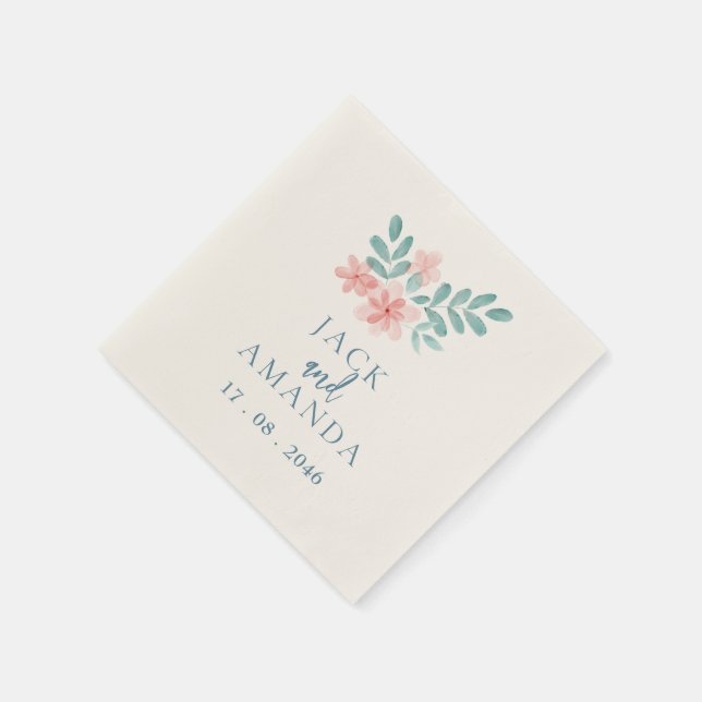 Servilleta De Papel Cubierta acuarela Boda Floral rosa Decoración (Borde)