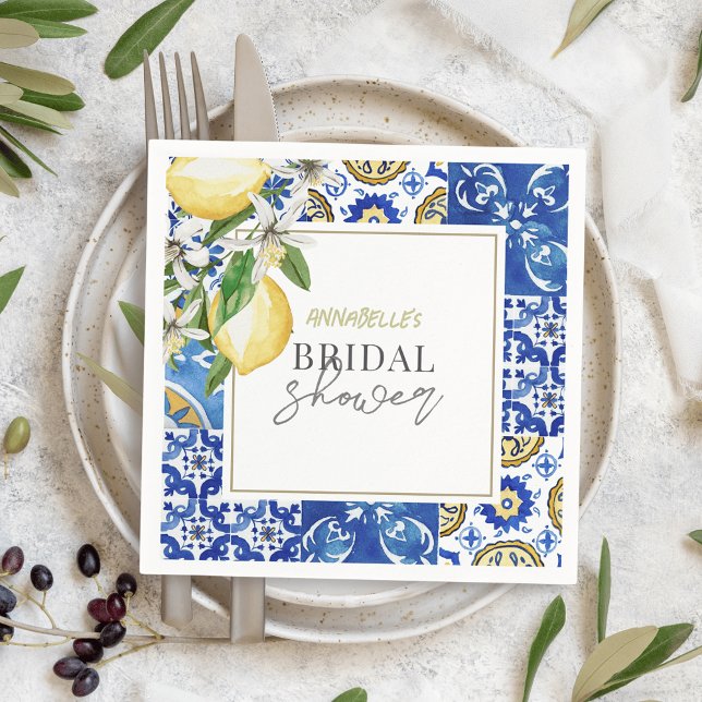 Servilleta De Papel Cubierta azul mediterránea Citrus Lemon Bridal Duc (Subido por el creador)
