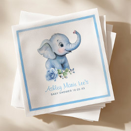 Servilleta De Papel Cubiertas Baby Shower de Elefante Azul de color de
