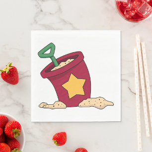 Servilleta De Papel Cubo de arena roja con estrella y pala