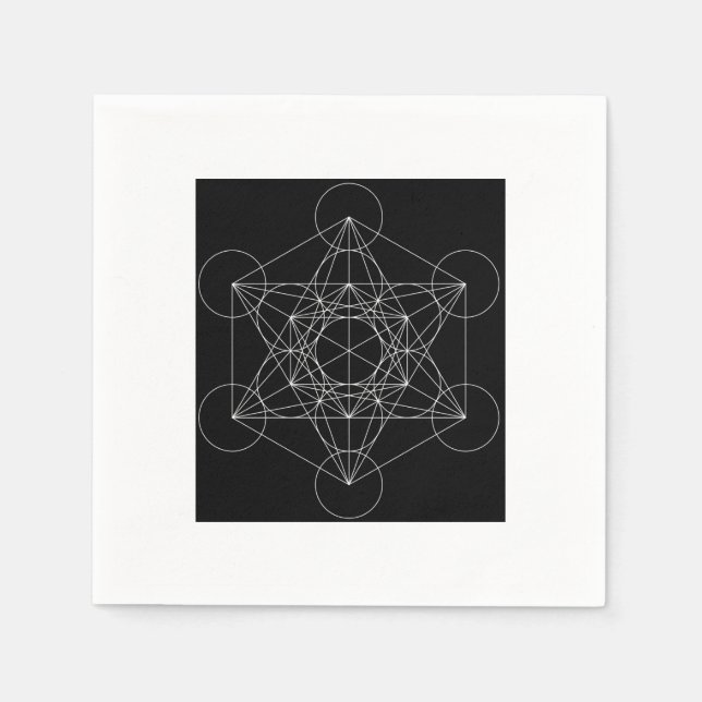 Servilleta De Papel Cubo de Metatrón negro y blanco (Anverso)