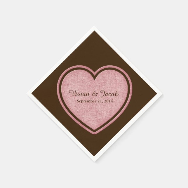 Servilleta De Papel Cuchara de bodas personalizadas de chocolate marró (Borde)