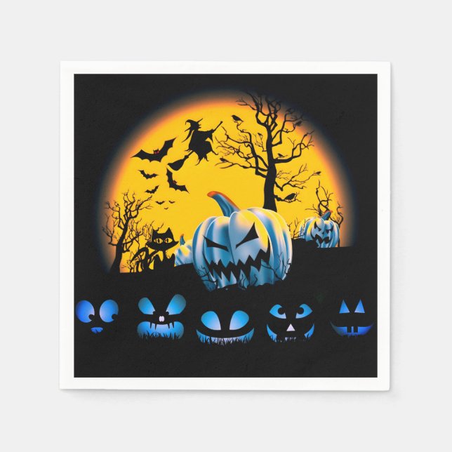 Servilleta De Papel Cucharas de Halloween fantasmales (Anverso)