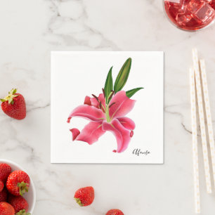 Servilleta De Papel Cucharas de papel, Floral lirio rosado
