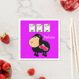 Servilleta De Papel Cucharas de papel, piojos de corazón rosado morado