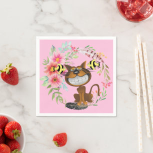 Servilleta De Papel Cucharas de papel, rosa de la flor del pescado del