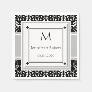 Servilleta De Papel Cuchilla de bodas de damasco de monograma