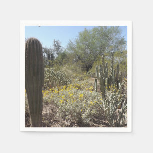 Servilleta De Papel Cuchilla de cactus y papel de flores silvestres
