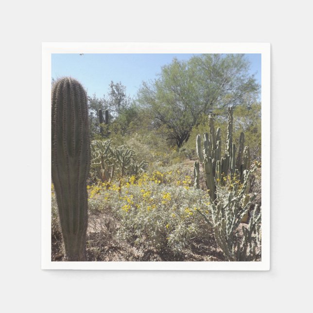 Servilleta De Papel Cuchilla de cactus y papel de flores silvestres (Anverso)