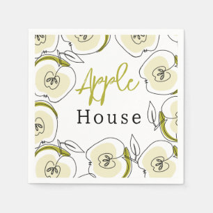 Servilleta De Papel Cuchilla de papel con manzana dibujada.