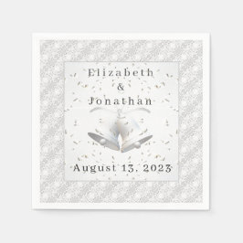 Servilleta De Papel Cuchilla de papel de papel de Boda y encaje blanco